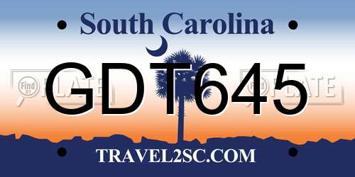 GDT645 South Carolina License Plate