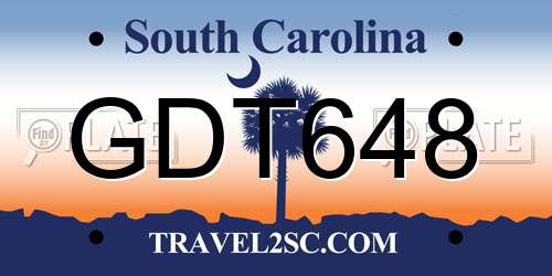 GDT648 South Carolina License Plate