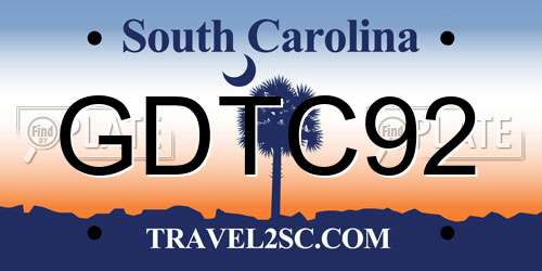 GDTC92 South Carolina License Plate