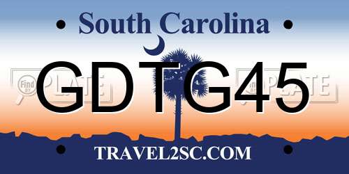 GDTG45 South Carolina License Plate