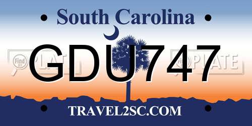 GDU747 South Carolina License Plate