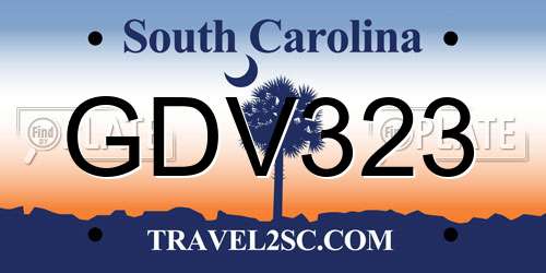 GDV323 South Carolina License Plate