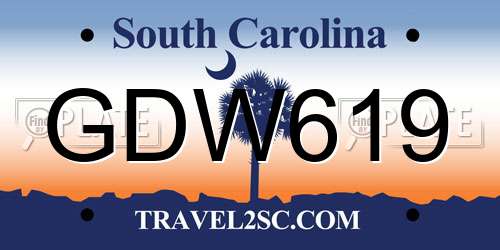 GDW619 South Carolina License Plate