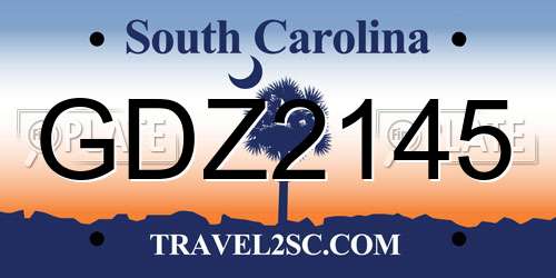 GDZ2145 South Carolina License Plate