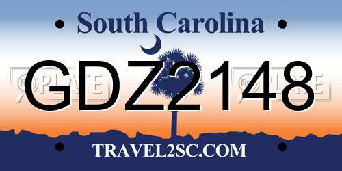 GDZ2148 South Carolina License Plate