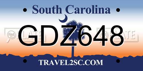 GDZ648 South Carolina License Plate