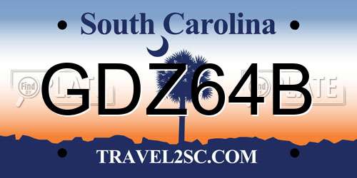 GDZ64B South Carolina License Plate