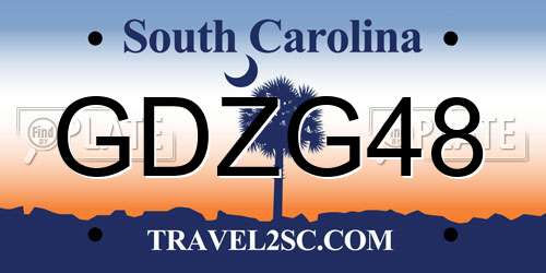 GDZG48 South Carolina License Plate