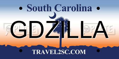 GDZILLA South Carolina License Plate