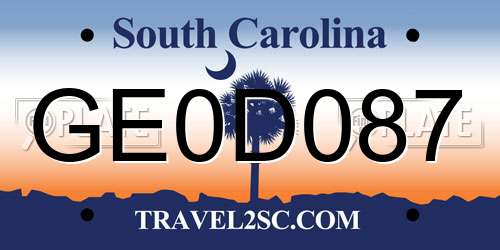 GE0D087 South Carolina License Plate