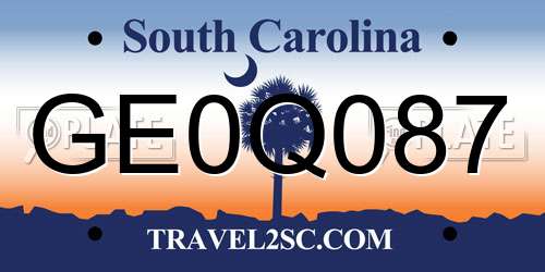 GE0Q087 South Carolina License Plate