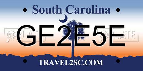 GE2E5E South Carolina License Plate