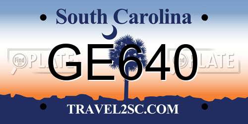 GE640 South Carolina License Plate
