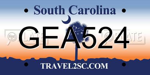 GEA524 South Carolina License Plate