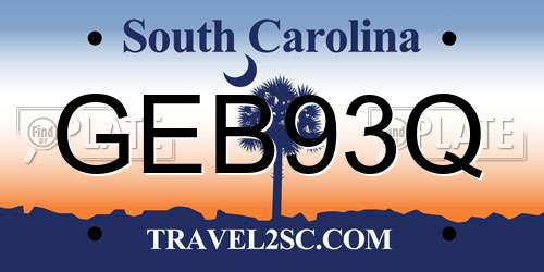 GEB93Q South Carolina License Plate