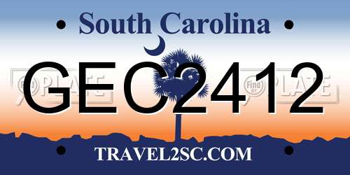GEC2412 South Carolina License Plate