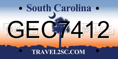 GEC7412 South Carolina License Plate