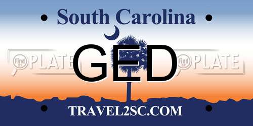 GED South Carolina License Plate