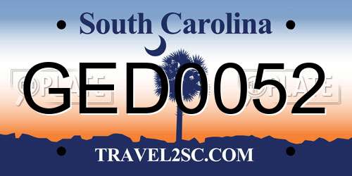 GED0052 South Carolina License Plate