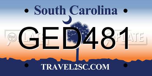 GED481 South Carolina License Plate