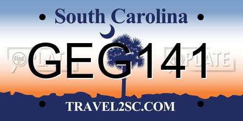 GEG141 South Carolina License Plate