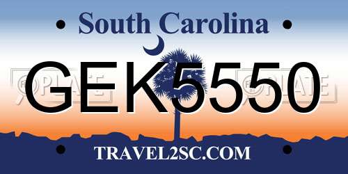 GEK5550 South Carolina License Plate
