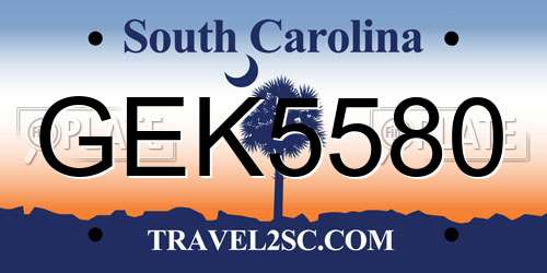 GEK5580 South Carolina License Plate