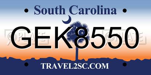 GEK8550 South Carolina License Plate