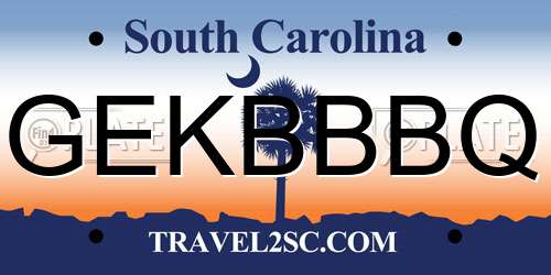 GEKBBBQ South Carolina License Plate