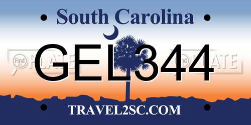 GEL344 South Carolina License Plate