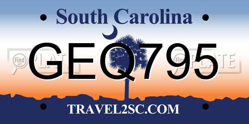 GEQ795 South Carolina License Plate