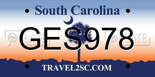 GES978 South Carolina License Plate