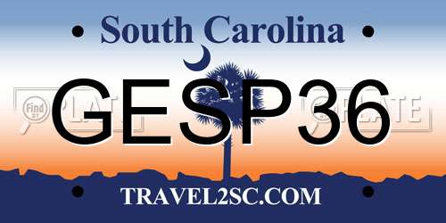 GESP36 South Carolina License Plate
