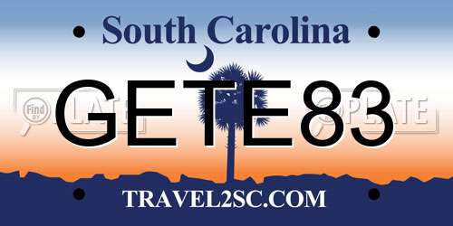 GETE83 South Carolina License Plate