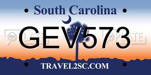 GEV573 South Carolina License Plate