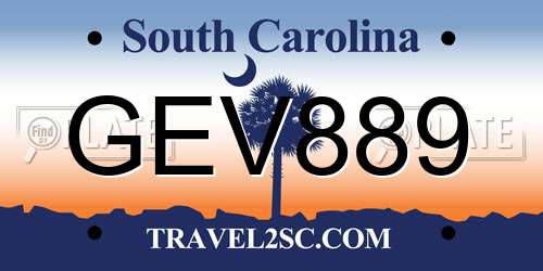 GEV889 South Carolina License Plate