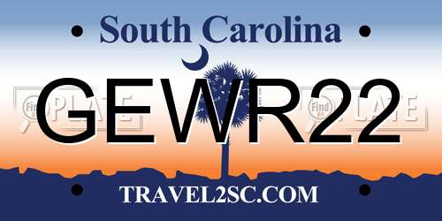 GEWR22 South Carolina License Plate