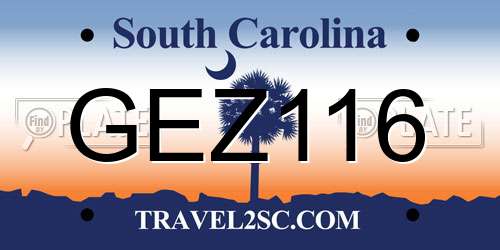 GEZ116 South Carolina License Plate