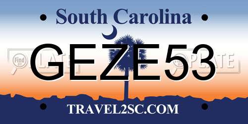 GEZE53 South Carolina License Plate