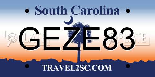 GEZE83 South Carolina License Plate