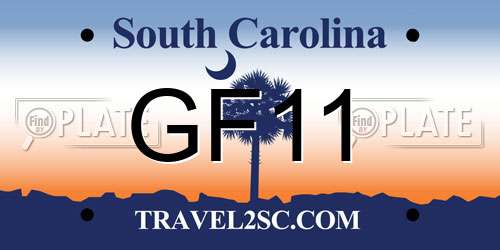 GF11 South Carolina License Plate