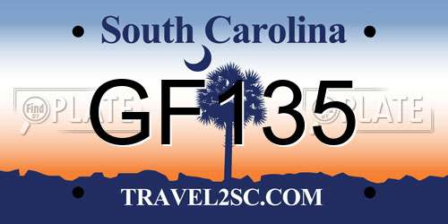 GF135 South Carolina License Plate