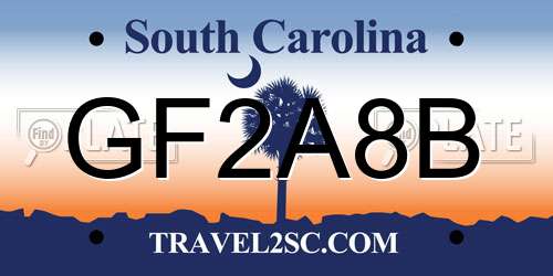 GF2A8B South Carolina License Plate