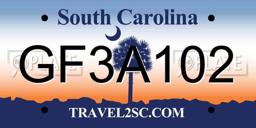 GF3A102 South Carolina License Plate