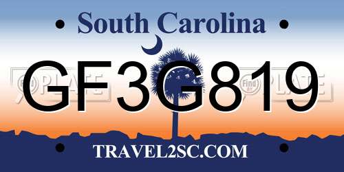 GF3G819 South Carolina License Plate