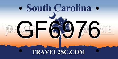 GF6976 South Carolina License Plate