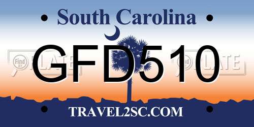 GFD510 South Carolina License Plate