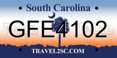 GFE4102 South Carolina License Plate