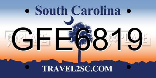 GFE6819 South Carolina License Plate