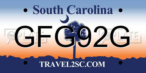 GFG92G South Carolina License Plate